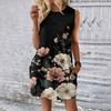 Women's Casual And Fashionable Round-neck Sleeveless Printing Mid Length Dress