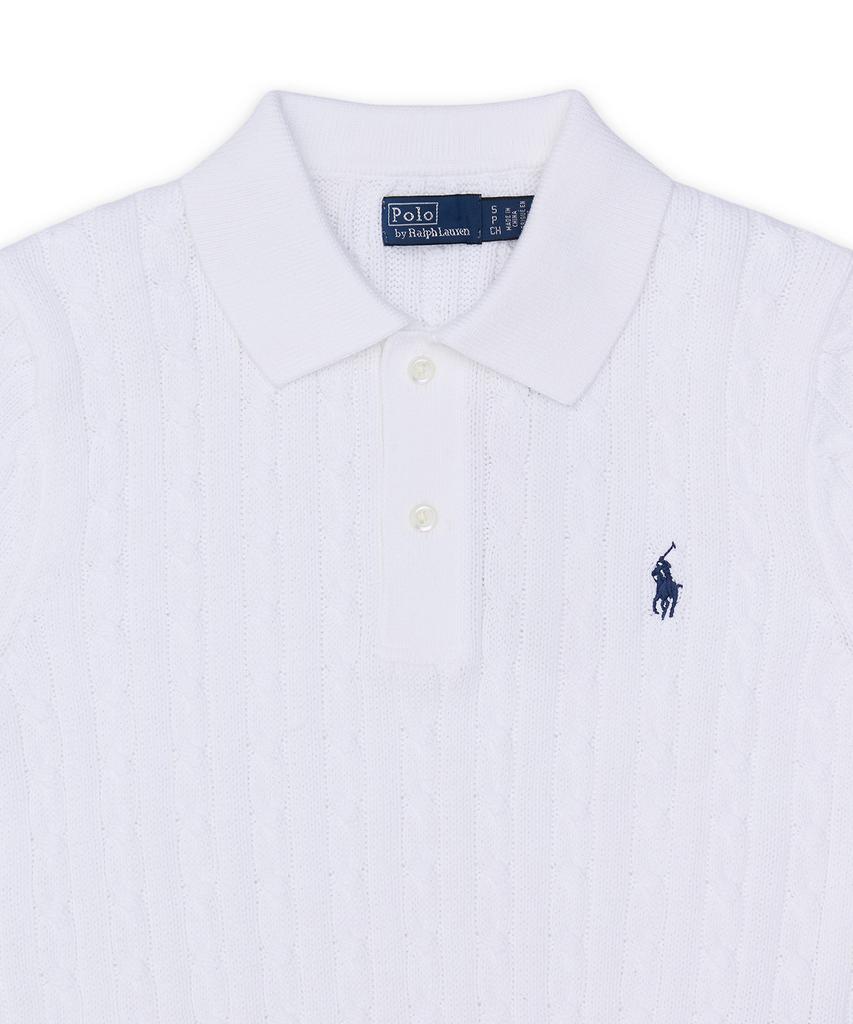 POLO RALPH LAUREN Cable Knit Cotton Crop Polo Shirt - White