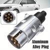 Durable 7 Pin Aluminium Alloy Plug Trailer Truck Towing Electrics 12V Connector Professional Replacement for Truck EU Plug
