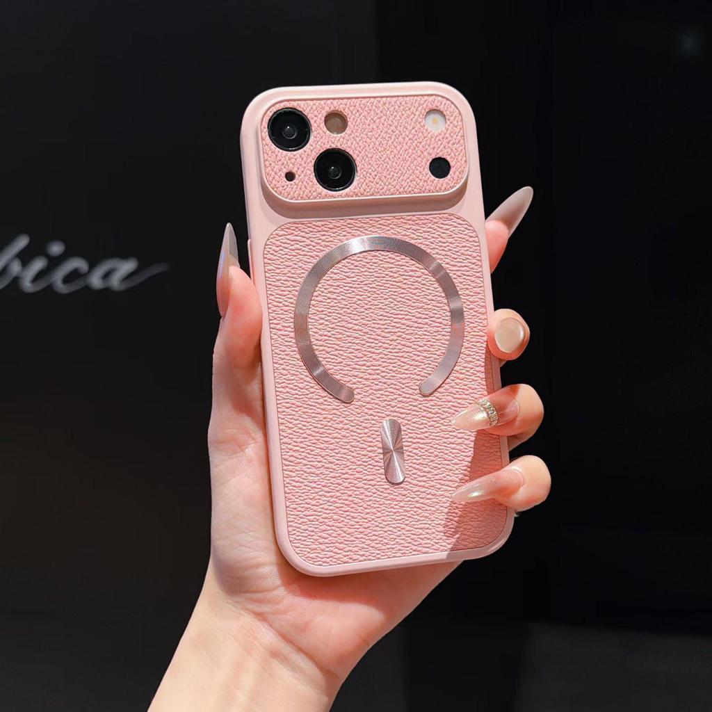 Магнитный чехол с узором личи для iPhone 17 Pro Max, Защитная крышка 16 цветов с большим окном, Совместимость с Instant Change