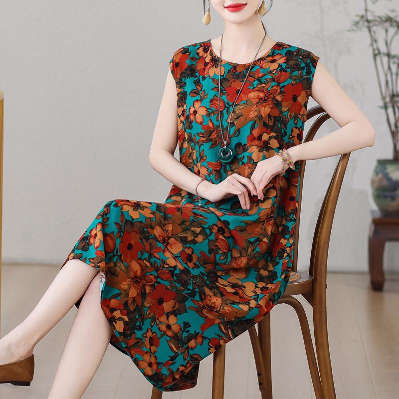 Повседневные женские платья летняя винтажная одежда больших размеров без рукавов свободное длинное платье