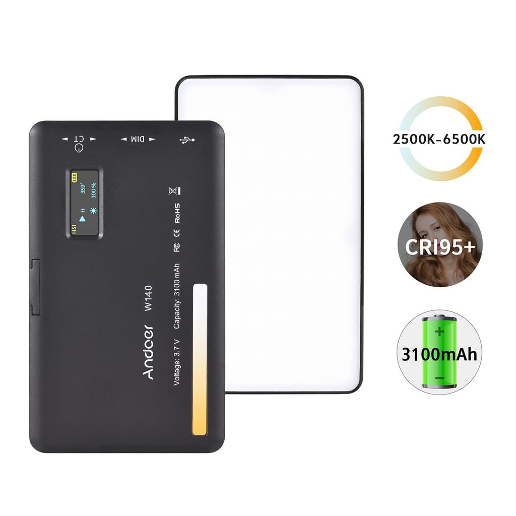 Andoer Карманная светодиодная видеолампа W140 с зажимом для мобильного телефона, заполняющая лампа для планшетного компьютера, видеоконференции