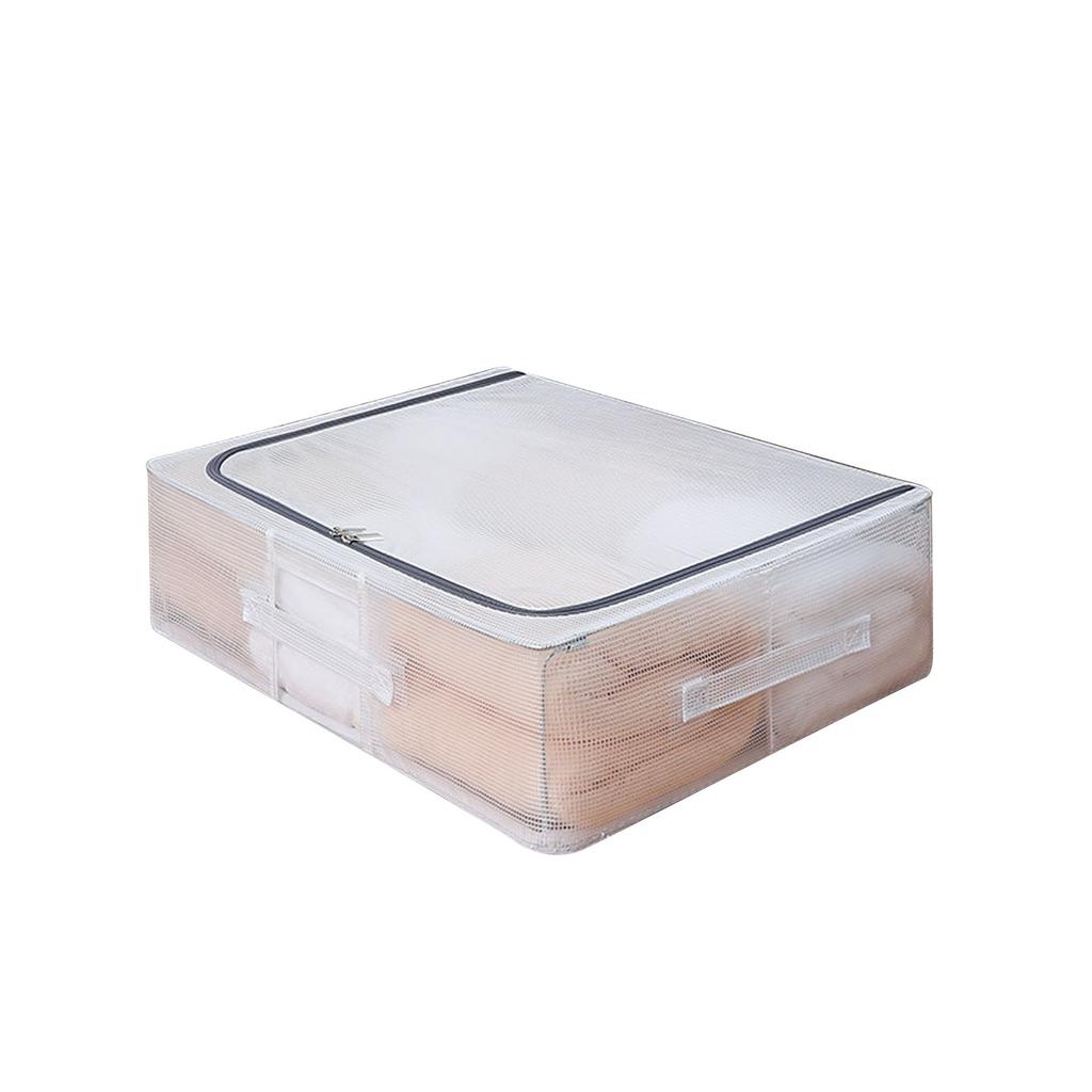 Transparent Mesh Clothes Organizer with Lid Large Capacity Moisture Proof Clothing Storage Box for