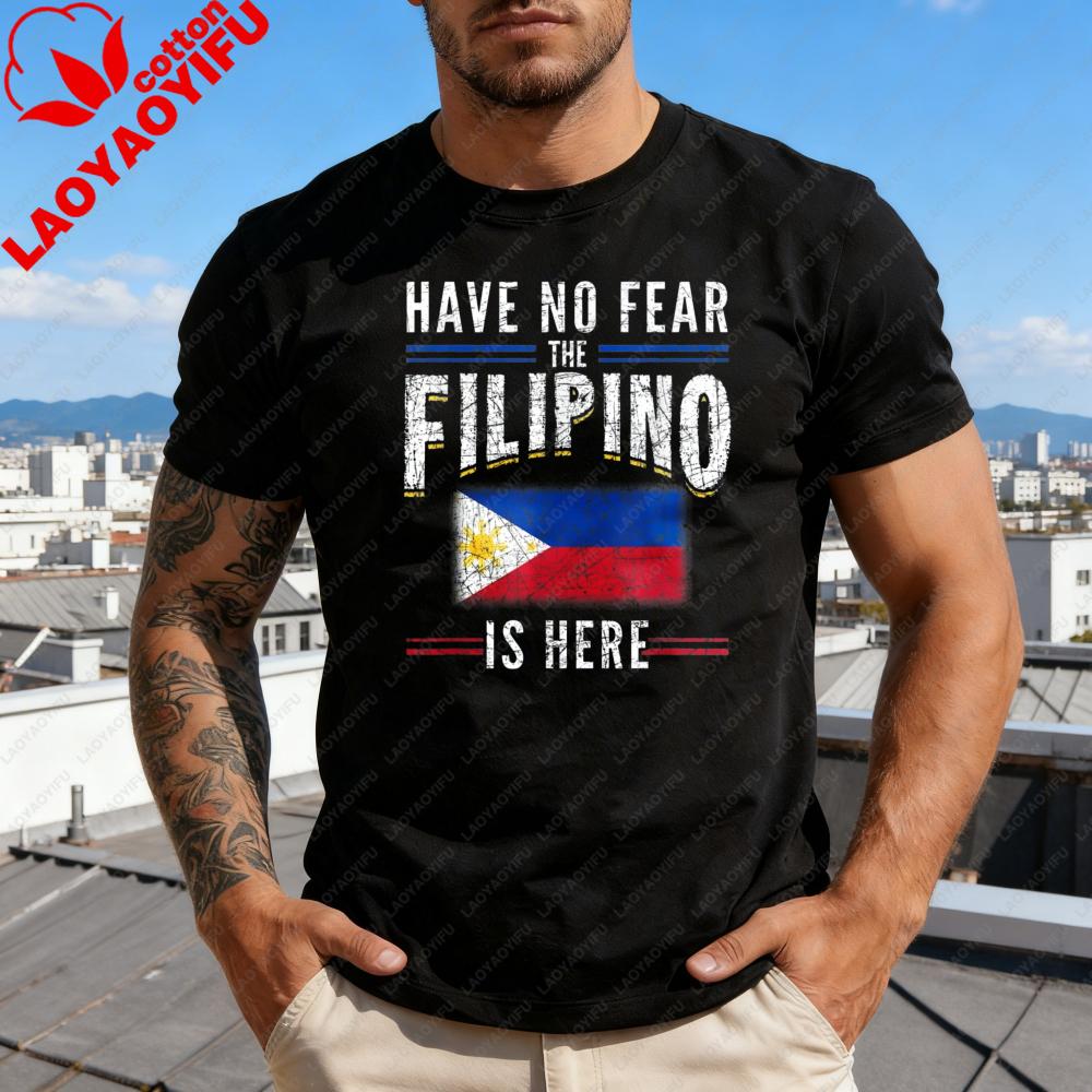 Have No Fear The Filipino Is Here Printed Shirt Philippines Flag Tshirt Funny Patriotism Gift Tee Retro Style Unisex Unisex Tee Top