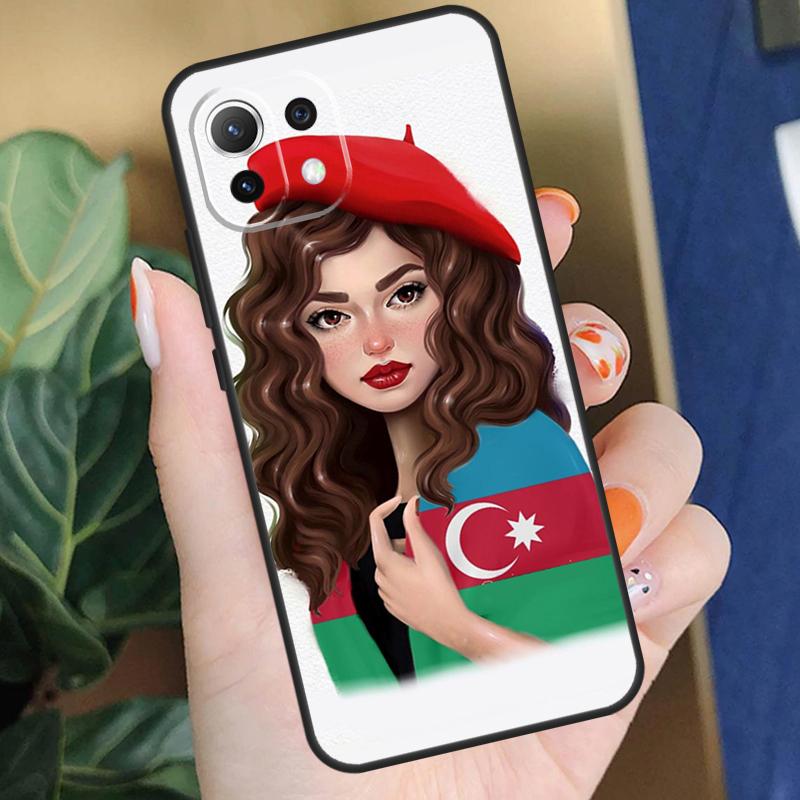 Чехол Девушка с флагом Азербайджана для Xiaomi 17 Pro Max 14 15 Ultra 13T 14T 15T Pro POCO F8 F7 F5 F6 X5 X6 X7 Pro Coque