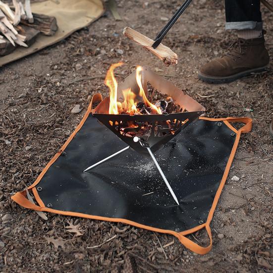 Двусторонний огнестойкий коврик, термостойкий портативный многоразовый водонепроницаемый квадратный дровяной коврик для гриля