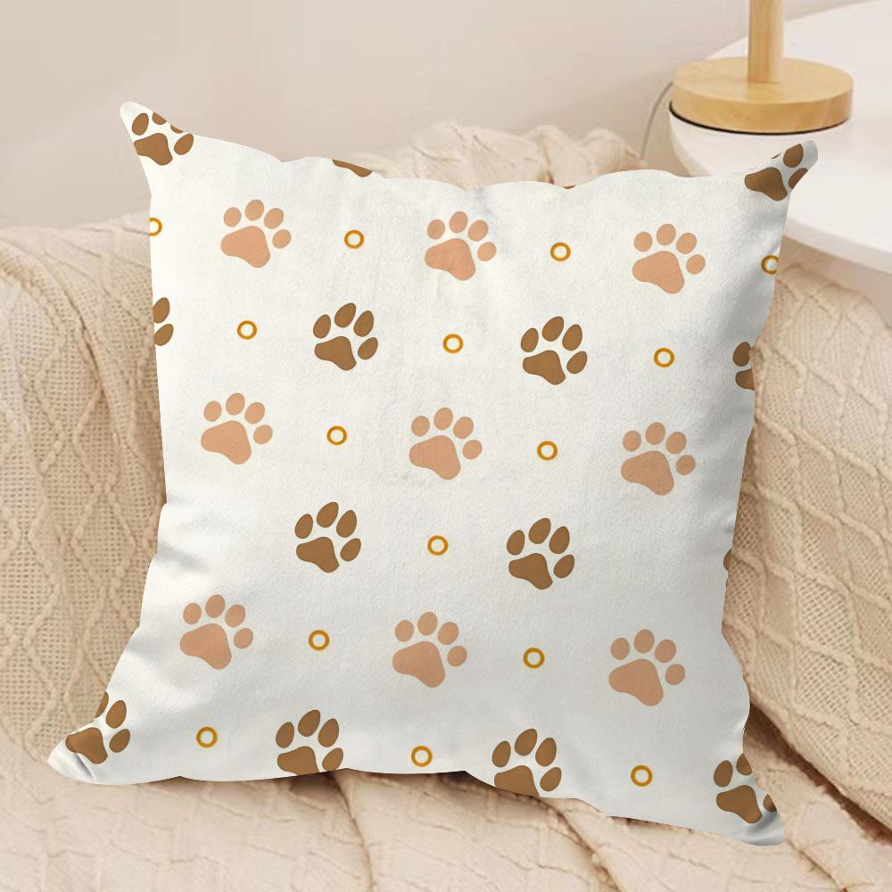 Paw Pattren Cushion Cover Soft Plush Fabric DoubleSided Printed Sofa Cushion Cover for All Seasons Home Decor Gift