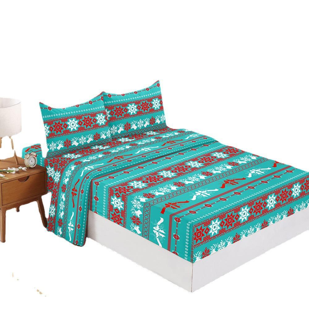 Hot-Selling Red Christmas Mattress Four-Piece Children'S Bedding Printed Mattress Protective Cover
