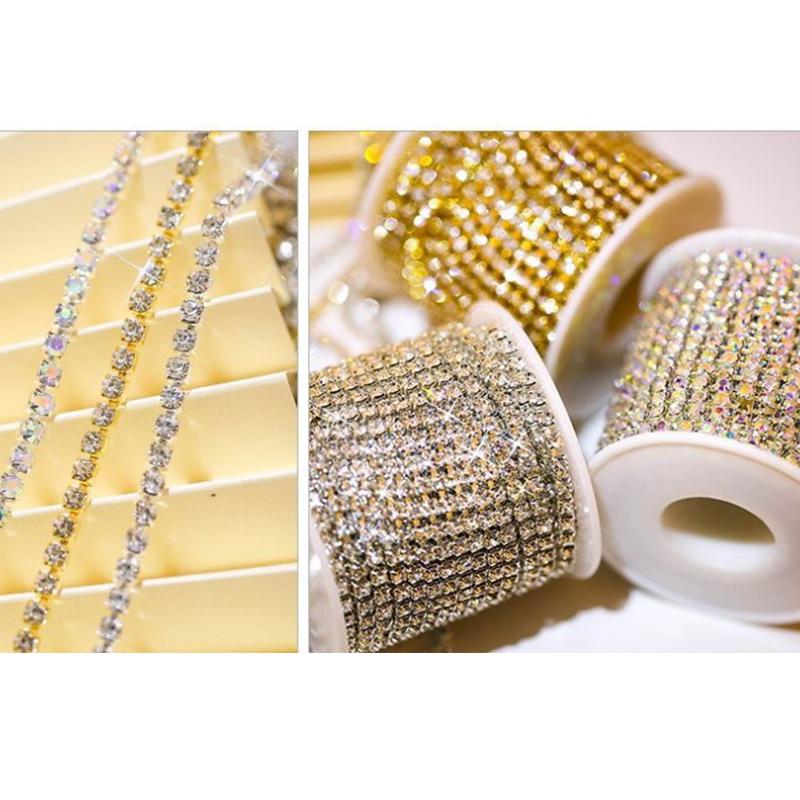 Лучшая цепочка со стразами, 10 м, отделочная лента, хрустальное стекло, прозрачные блестящие стразы, декор «сделай сам»