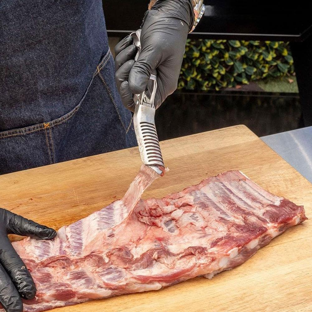 Mulinla Ribmem Pro, Скиннер для ребер барбекю, Rib Prep Pro, Инструмент для удаления мембраны с ребер из нержавеющей стали, Кухонный гриль-гаджет для подготовки ребер, Легкое удаление мембраны