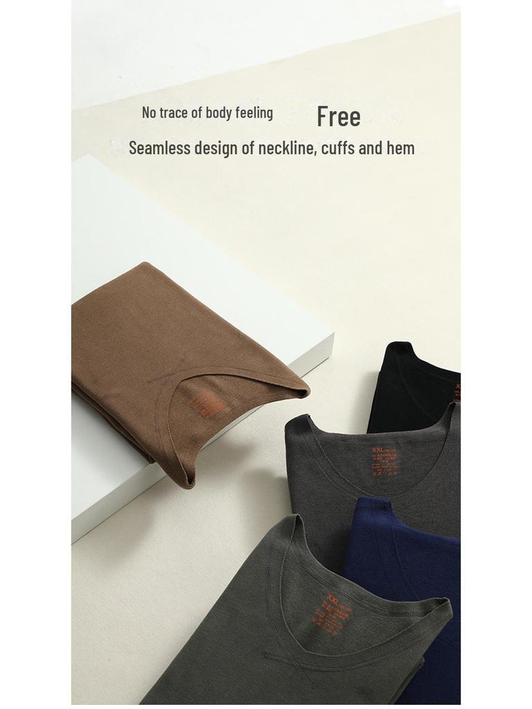 Men's German Velvet Thermal Underwear: Double-Sided Sanded, Thick, Round Neck, Autumn/Winter Base Layer Top