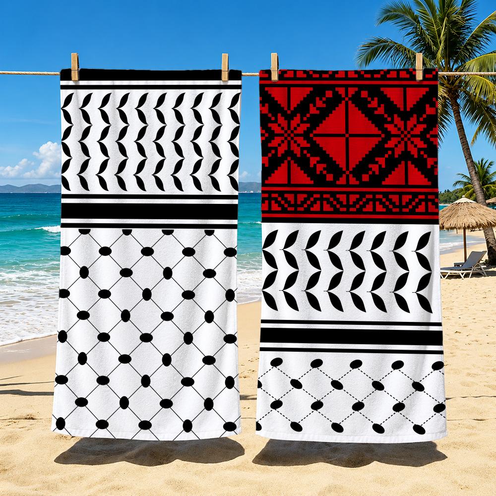 Art Hattah Keffiyeh Kufiya Towel Towel Soft Pool Gift For Travel Gym Shower Camping Quick Dry Sports Large Beach Towels