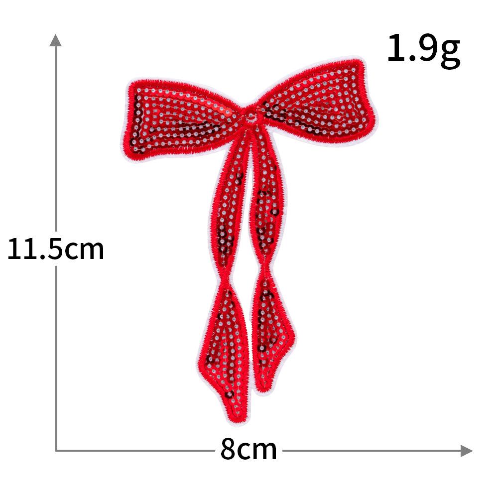 Multi-Colored Sequined Bow Long Bow Tie Embroidered Cloth Sticker Computer Embroidered Shoes Bag Clothes Sticker