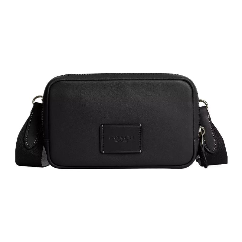 Coach Carrier 18 Однотонная Бирка Застежка-молния Телячья кожа Сумка для камеры Женская Сумка через плечо Бронзовый Черный CM170-QBBK