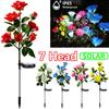 1pc 7 Heads Solar Lights Outdoor Solar Garden Tree Lights Waterproof Rose Flowers LED Lawn Lamp for Yard Patio Home Garden Decor