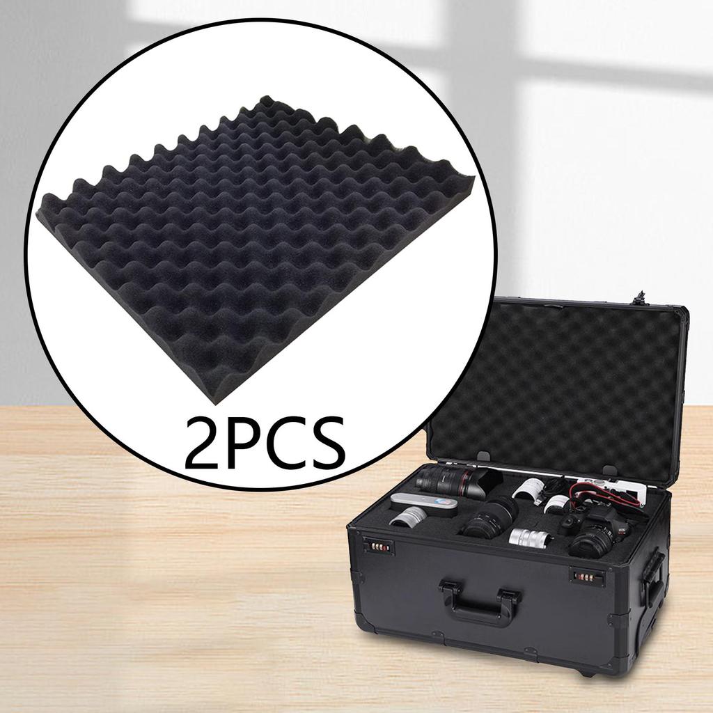 2 Pieces Box Sponge Insert Wave Shaped Lining Elastic High Density Tool Case Block