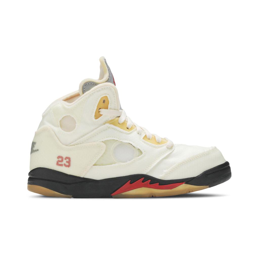 Air Jordan 5 Retro SP PreSchool 'Sail' (Unisex) Sail / Fire Red / Muslin / Black Kids' Basketball Shoes CV4827 100