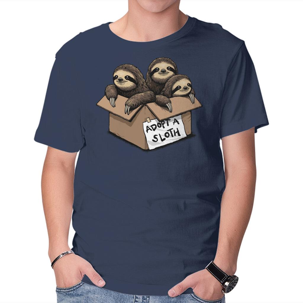 Unisex Crew Neck T-Shirt Adopt A Sloth Graphic Short Sleeve Casual Tee