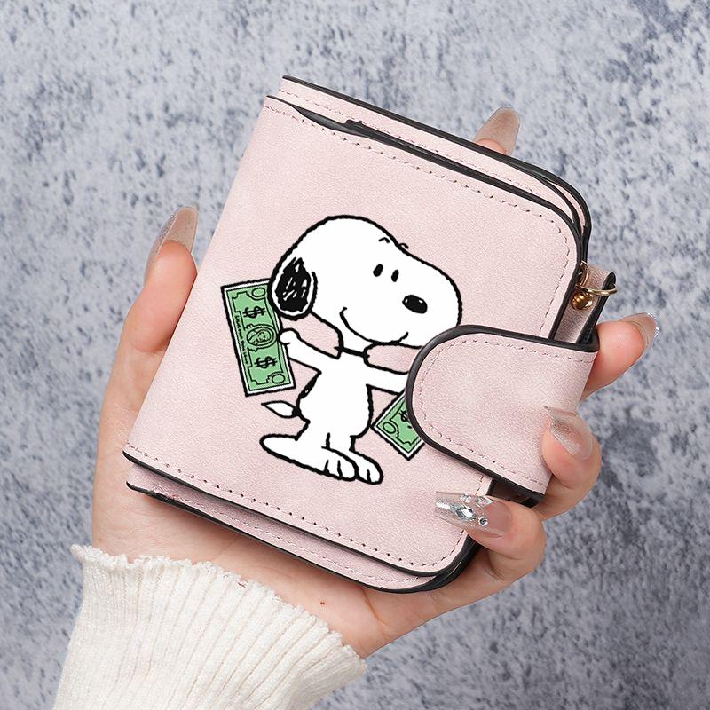 Короткий кошелек Снупи для женщин Мультяшные кошельки Модный держатель для кредитных карт Кошельки для удостоверений личности Сумка на молнии для денег Клатч Женский кошелек для мелочи Подарок