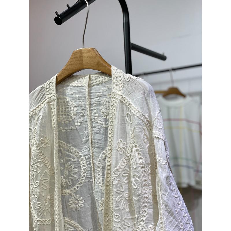 Dimanaf 2025 Summer Women Cardigan Lace T-Shirt Basic New Fashion Tops Lace Tees Casual Loose Tees