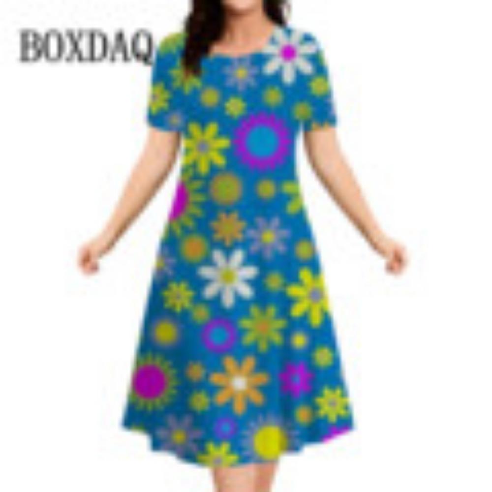 Летнее ретро-платье А-силуэта с цветочным принтом для женщин, свободное платье с короткими рукавами и 3D-принтом, повседневный ретро-вырез, новые женские солнцезащитные очки