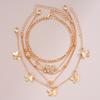 5 Pcs Gold Color Vintage Butterfly Anklet Set For Women Boho Multilayers Love Zircon Anklet Bracelet On Leg Foot Beach Jewelry