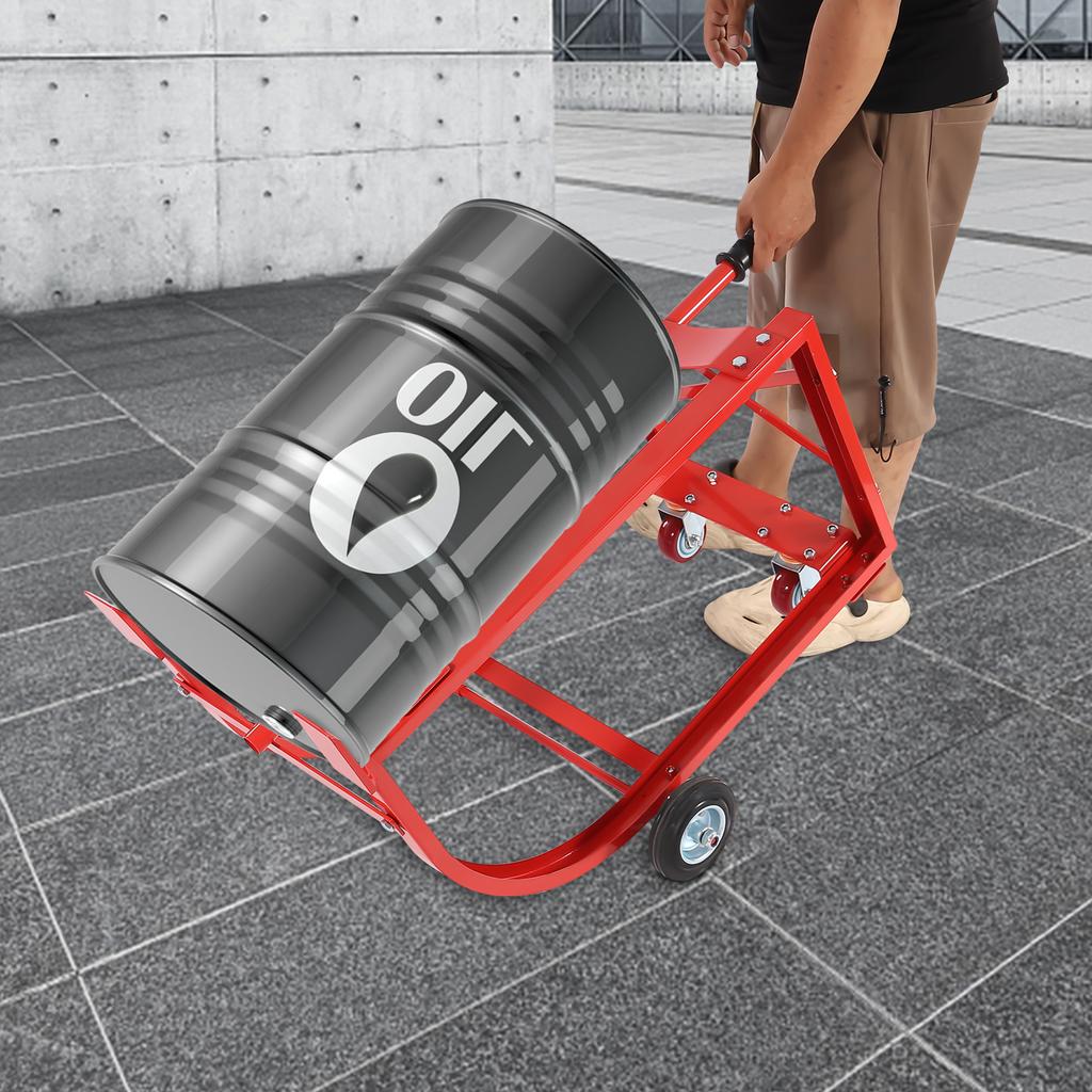 Подставка для 55-галлонной бочки, грузоподъемность 600 фунтов, стеллаж для масляной бочки с выдвижным дышлом и колесами, стальная подставка для перемещения бочек для круглых бочек