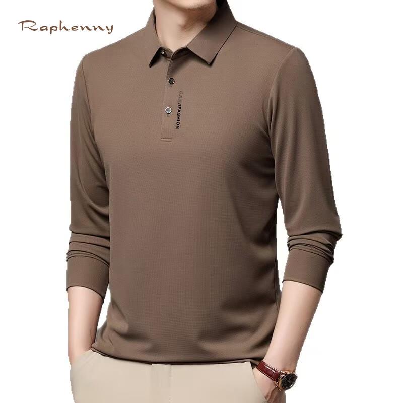 Мужская рубашка-поло Raphenny однотонная Business Casual с длинным рукавом OZ875