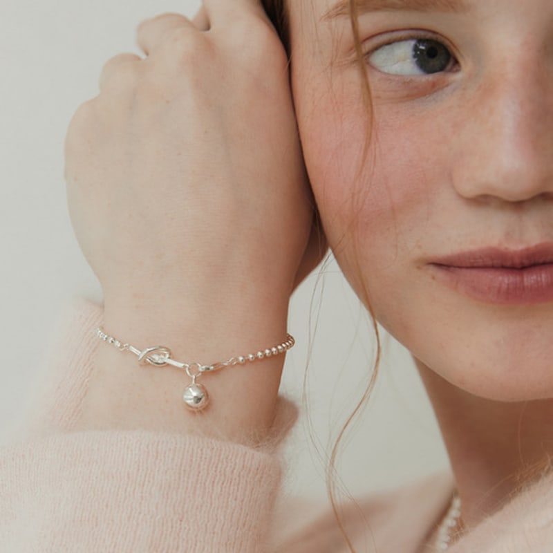 TATIANA (925 Silver) Knotted Ball Chain Bracelet BR1793