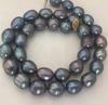 Stunning 12-13mm Tahitian Baroque Black Blue Red Pearl Necklace 18inch