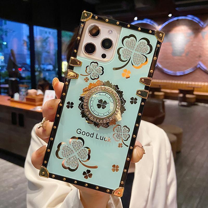 Креативный квадратный ремешок с ромбовидными перьями и листьями для IPhone 15 14 13 12 11 Pro Max чехол для Redmi 9 9A 9C Note 10 9/Samsung S23 S22 Ultra S21 A22 A52 A12