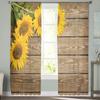 Sunflowers Wood Boards Translucent Drape ideal for Living Room Voile for Window Opening Shades Bedroom Tulle Drape Kitchen Cortinas Hall Curtains