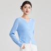 Gu Bang color blocking knitted sweater for women in 2026 Spring and Autumn new commuting design, elegant temperament, slimming cardigan jacket