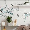 Простые Наклейки на Стену с Цветущей Сливой и Птицами для Спальни, Гостиной, Дома, Фон, Ландшафтное Украшение