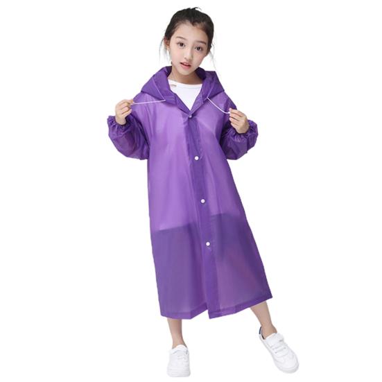 Children Raincoat Convenient Portable Drawstring Design Rainproof Long Kids Hooded Poncho Outdoor Supply