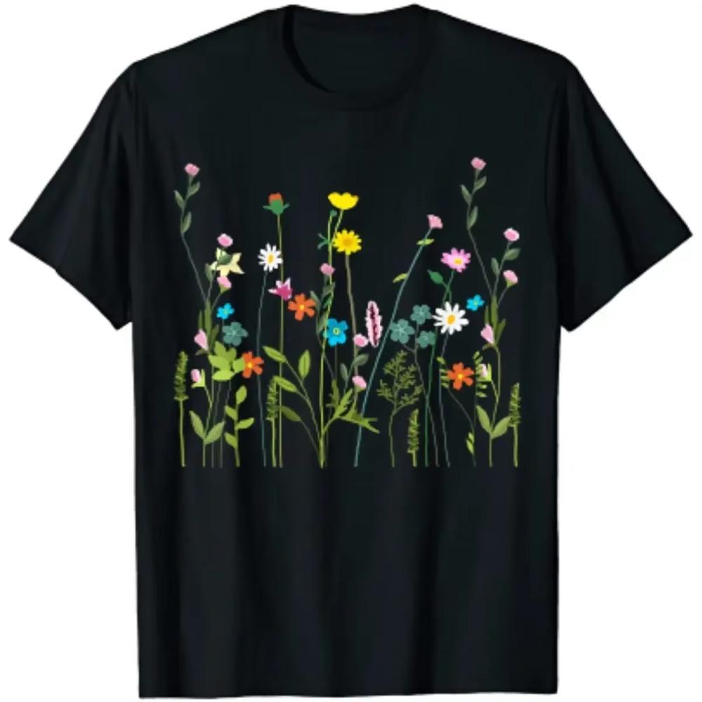 Футболка с рисунком Wildflower Summer Flowers Blooming Floral Graphic Футболки мужские Эстетические повседневные хлопковые на все времена