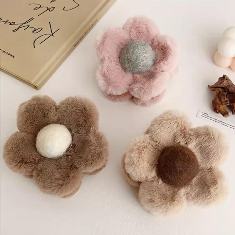 Плюшевый цветок коготь для волос большой зажим для акулы модный осенне-зимний большой зажим для акулы простые заколки заколки для волос краб заколки для волос