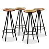 Bar Stools - vidaXL - Set of 4 - Solid Reclaimed Wood - Steel - 30 X 76 Cm