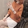 2022 Women Casual O Neck Sweater Batwing Sleeve Striped Pullover Flat Knitted Female Lady Clothes