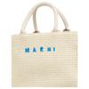 Marni Logo Zip Pocket Cotton Tote Bag Women Tote Bags White SHMP0077U0P386000W11