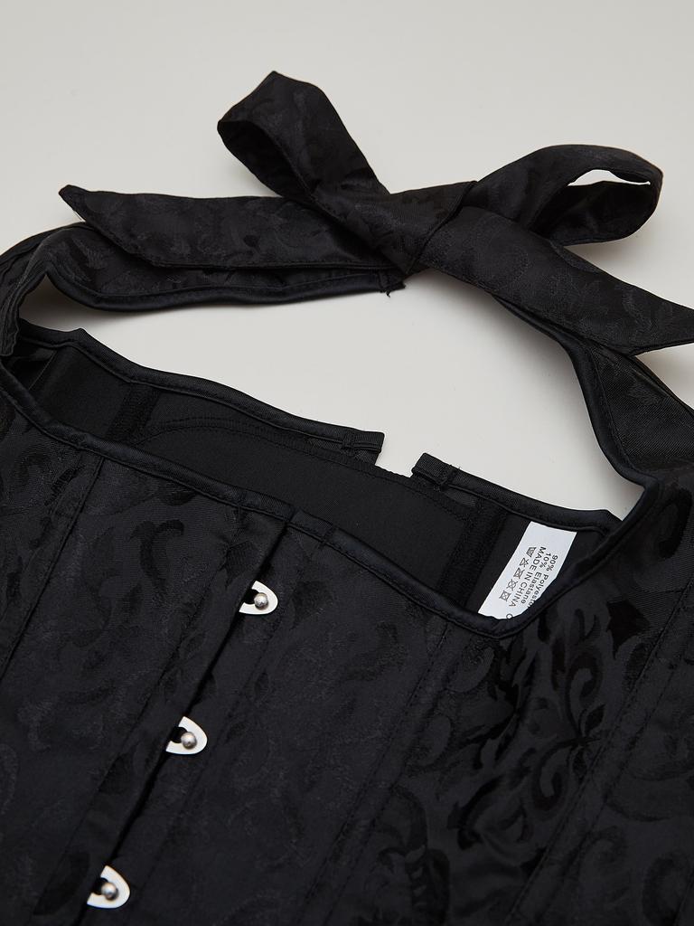 Rose Beauty A Jacquard Grommet Lace Up Back Halter Neck Corset Without Blouse