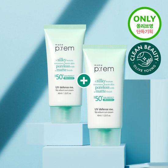 Make P:REM UV Defense Me No-Sebum Sunscreen 40ml+40ml Promotion (Choose 1)