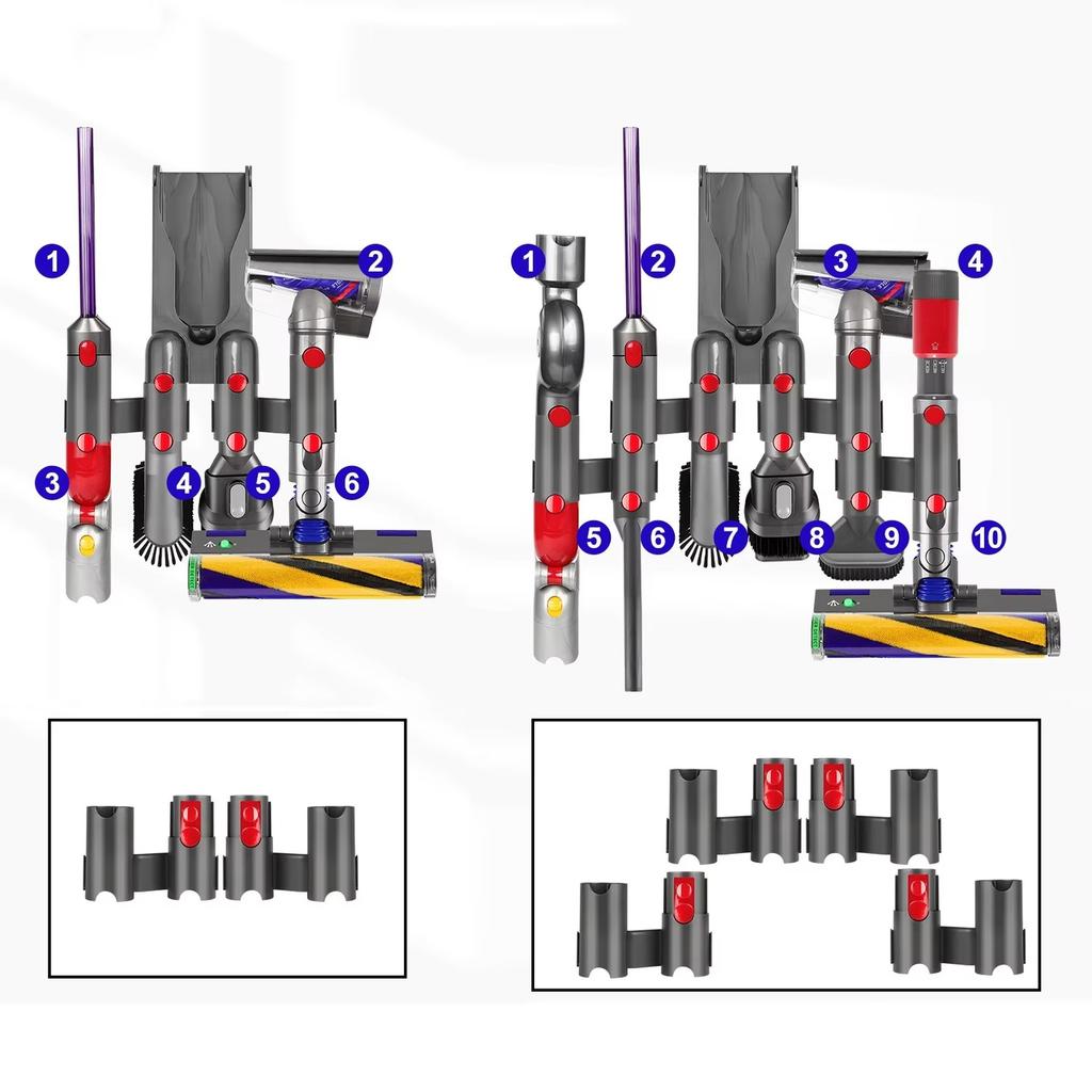 Держатель для хранения аксессуаров пылесоса, совместимый с Dyson V15 V12 V11 V10 V8 V7 Slim, монтажный кронштейн, органайзер