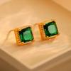 Легкие роскошные высококачественные изумрудные серьги-гвоздики женские маленькие изысканные ретро квадратные серьги модные нишевые дизайнерские серьги