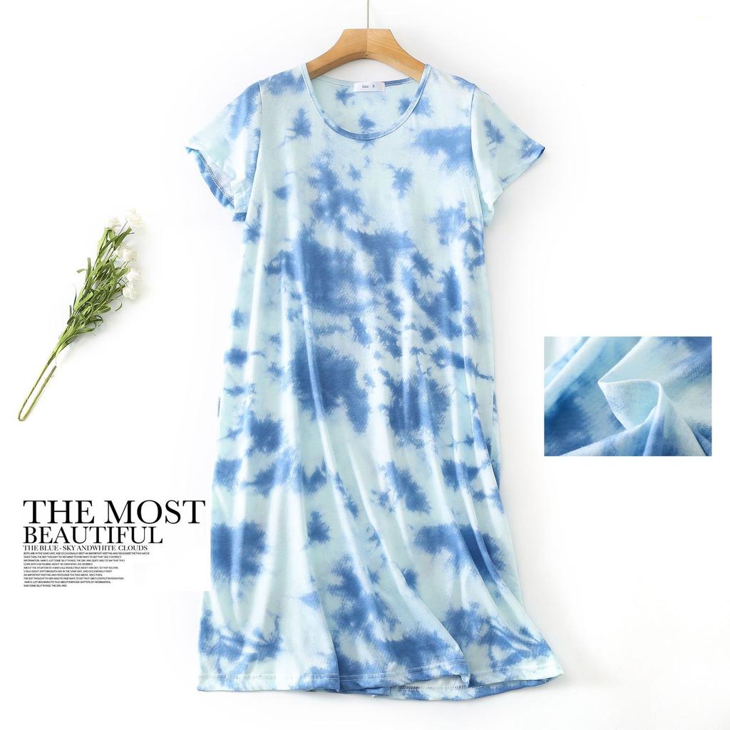 Plus Size Summer Women Nightdress Short Sleeve Cute Cartoon Sleepwear Sweet O Neck Nightgowns Pyjamas Lady's Cotton Sleepdress