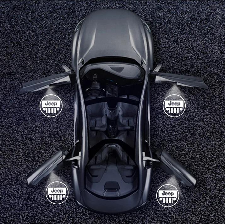 For Jeep Car Door HD Welcome Light Wireless Projector Induction Lamp For Jeep Renegade Wrangler Compass Grand Cherokee Gladia