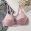 Front-clasp Plus-size Solid-color Push-up Bra with Underwire Cross-border European and American Underwear