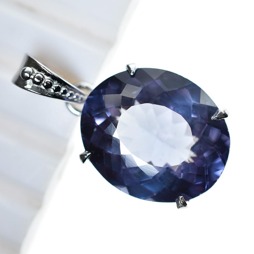 Natural Color Change Alex 32.70 Ct CERTIFIED 925 Sterling Silver Oval Pendant MY.PDS-334-NS