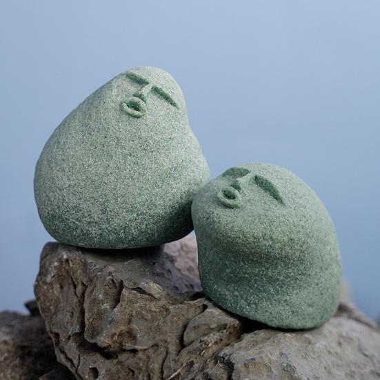 Cute Stone Primitive Man Figurine Funny Stoneman Statue Carving Face Decoration for Garden Home Decor Fish Tank Ornament