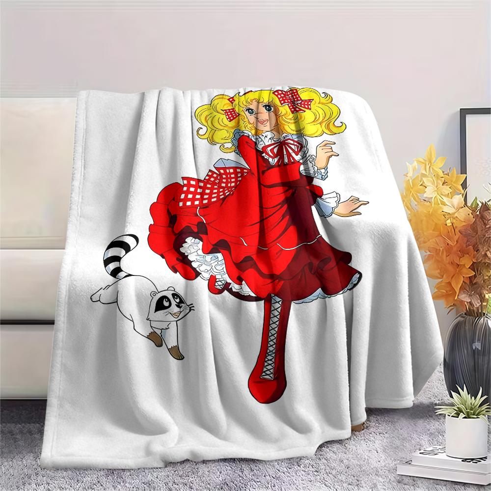 1PC Candy Candy Print Flannel Blanket, High quality All Seasons, Home Decor, Warmth and Comfort, Perfect for Christmas Gifts
